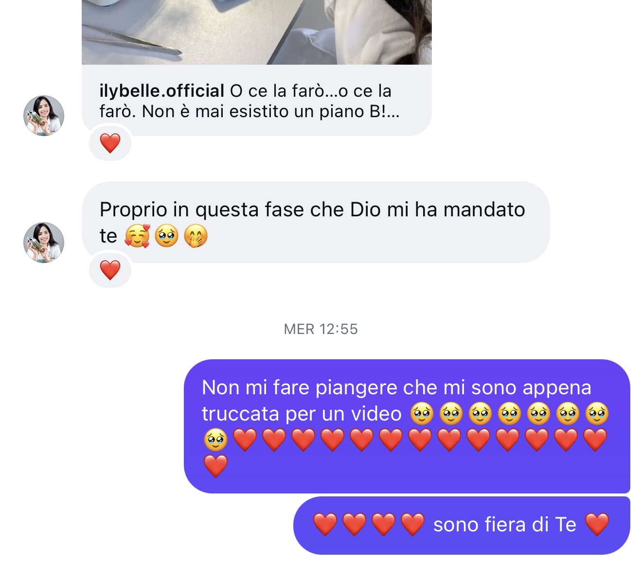Screenshot di una testimonianza di una cliente di Giusy Guida